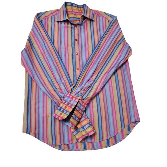 Robert Graham Men's Vibrant Multi Colored Long Sleeve Shirt Size L. Excellent c - Picture 5 of 12